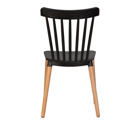 Пластиковый стул Theo черный ножки деревянные цвет бук