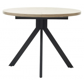 Стол КОРФУ 100 раскладной Дуб Эндгрейн / черный каркас