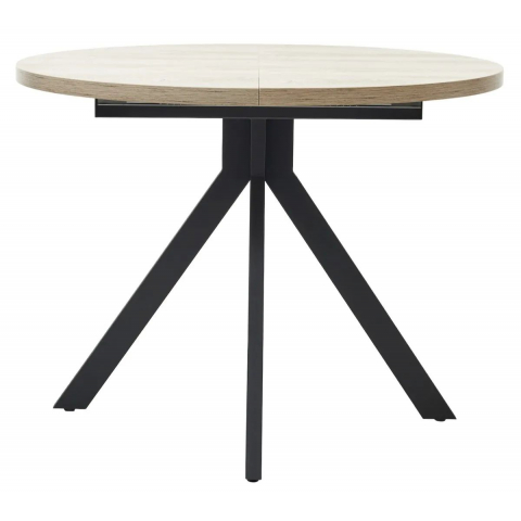 Стол КОРФУ 100 раскладной Дуб Эндгрейн / черный каркас