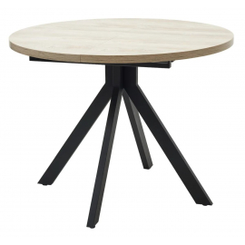 Стол КОРФУ 100 раскладной Дуб Эндгрейн / черный каркас