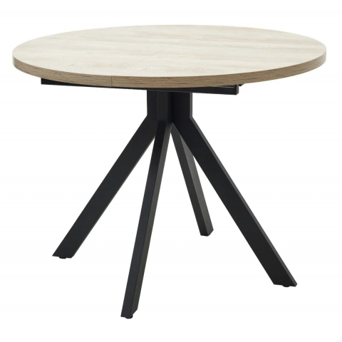 Стол КОРФУ 100 раскладной Дуб Эндгрейн / черный каркас