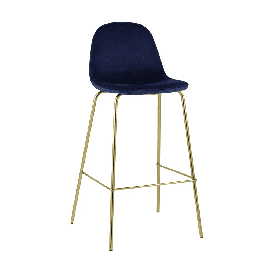 Стул барный Валенсия велюр синий золотые ножки