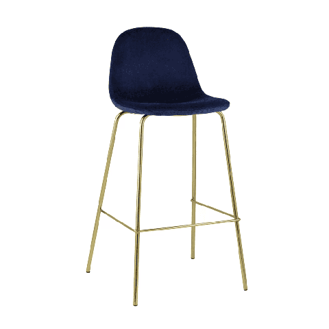 Стул барный Валенсия велюр синий золотые ножки
