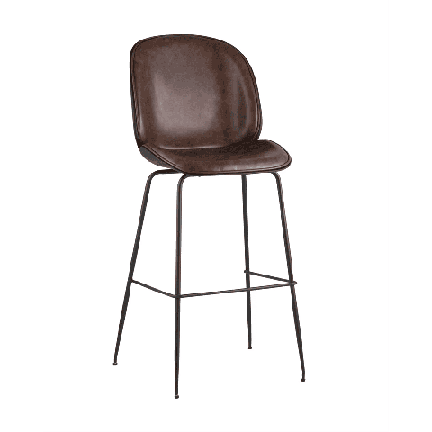 Стул барный Beetle PU со спинкой коричневый