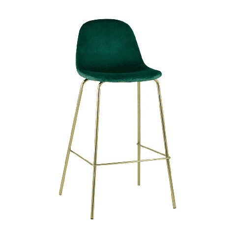 Стул барный Валенсия велюр зеленый золотые ножки