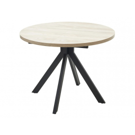 Стол КОРФУ 100 раскладной Дуб Эндгрейн / черный каркас