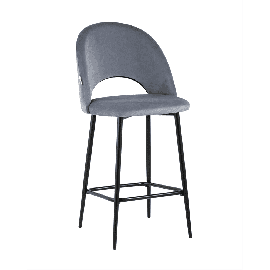 Стул мягкий полубарный Меган велюр серый металлический каркас