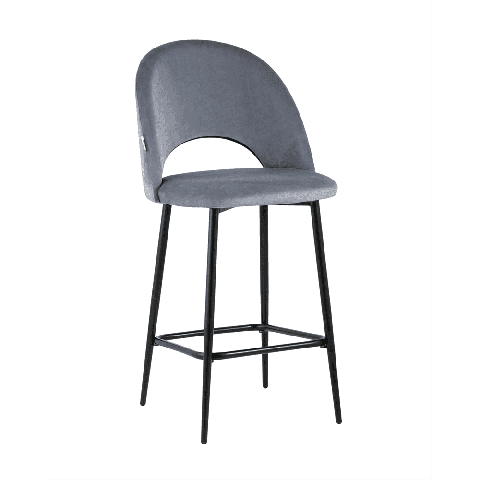 Стул мягкий полубарный Меган велюр серый металлический каркас