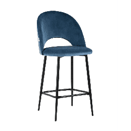 Стул мягкий полубарный Меган велюр пыльно-синий металлический каркас