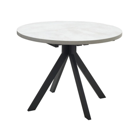 Стол КОРФУ 100 раскладной Цемент светлый / черный каркас