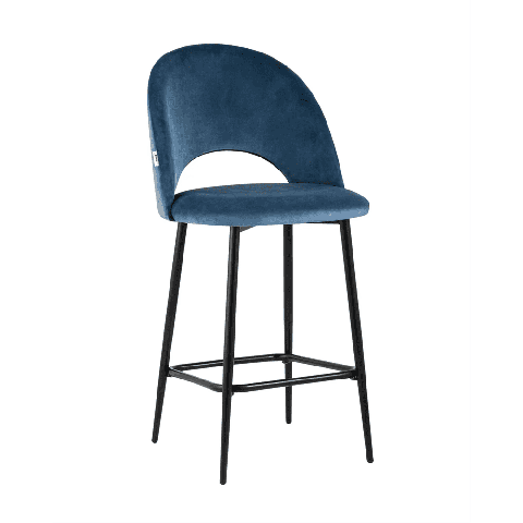 Стул мягкий полубарный Меган велюр пыльно-синий металлический каркас