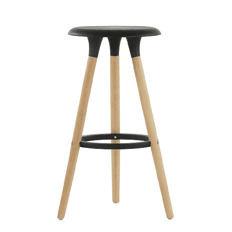 Барный стул Modern черный, сиденье пластиковое, ножки деревянные