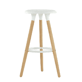 Барный стул Modern белый, сиденье пластиковое, ножки деревянные