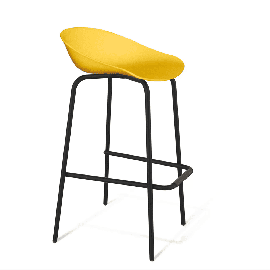 Пластиковый барный стул SHT-ST19/S29 желтый/черный муар каркас металлический