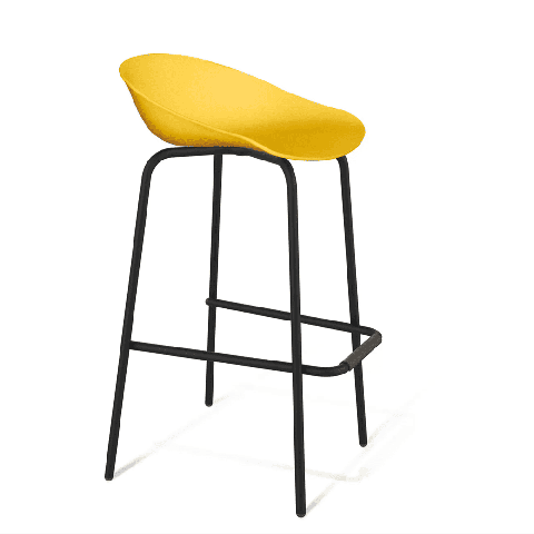 Пластиковый барный стул SHT-ST19/S29 желтый/черный муар каркас металлический