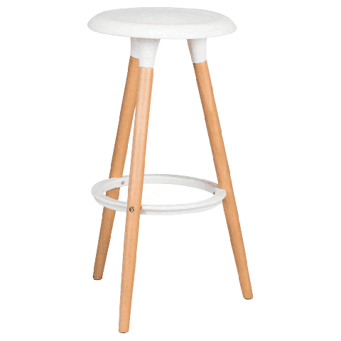Табурет пластиковый барный ROYCE (ножки светлый бук, цвет белый W-02)