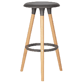 Табурет пластиковый барный ROYCE (ножки светлый бук, цвет темно-серый GR-04)
