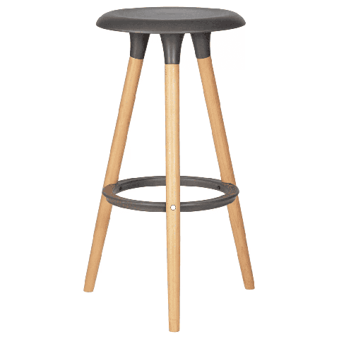 Табурет пластиковый барный ROYCE (ножки светлый бук, цвет темно-серый GR-04)