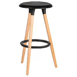 Табурет пластиковый барный ROYCE (ножки светлый бук, цвет чёрный B-03)