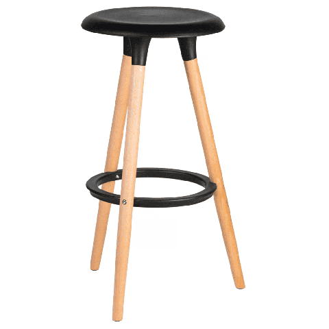 Табурет пластиковый барный ROYCE (ножки светлый бук, цвет чёрный B-03)