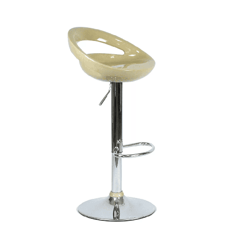 Барный стул Disco бежевый, сиденье пластиковое, ножка хром