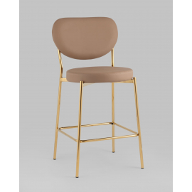 Стул полубарный Барбара NEW экокожа бежевая золотые ножки 2 шт.