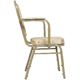 Банкетный стул Корона 25 с подлокотниками Жаккард бежевый, каркас золотого цвета