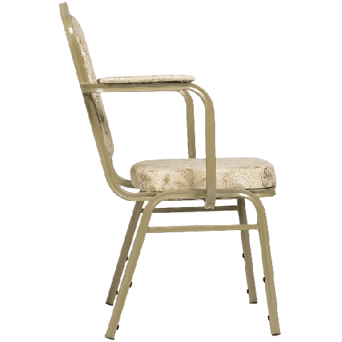 Банкетный стул Корона 25 с подлокотниками Жаккард бежевый, каркас золотого цвета