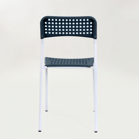 Стул UNO серое сиденье, корпус белый, стопируемый