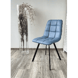 Стул CHILLI SQUARE HK017-17 экокожа цвет глубокий голубой, PU/ черные металлические ножки