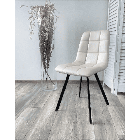 Стул CHILLI SQUARE HK017-01 светло-бежевый, PU/ черный каркас