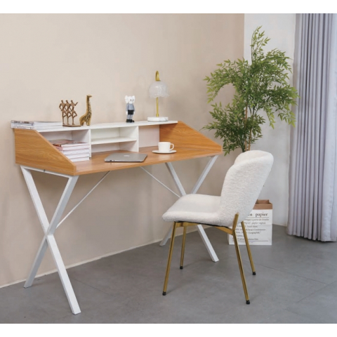 Компьютерный стол ORLA H475 Дуб натуральный / белый каркас