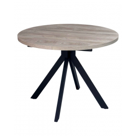 Стол КОРФУ 100 раскладной Дуб Эндгрейн / черный каркас