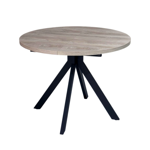 Стол КОРФУ 100 раскладной Дуб Эндгрейн / черный каркас