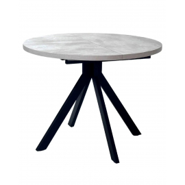 Стол КОРФУ 100 раскладной Цемент светлый / черный каркас