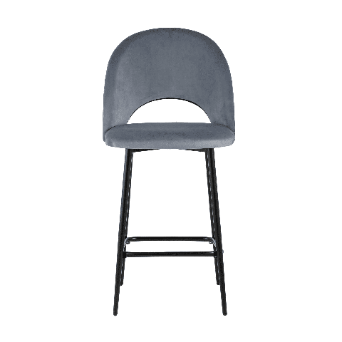 Стул мягкий полубарный Меган велюр серый металлический каркас