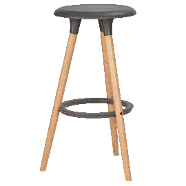 Табурет пластиковый барный ROYCE (ножки светлый бук, цвет темно-серый GR-04)