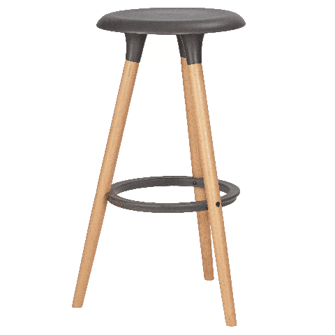 Табурет пластиковый барный ROYCE (ножки светлый бук, цвет темно-серый GR-04)