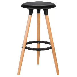 Табурет пластиковый барный ROYCE (ножки светлый бук, цвет чёрный B-03)