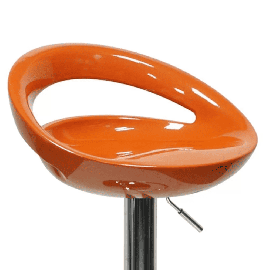 Барный стул Disco оранжевый, основание металлическое, сиденье пластиковое