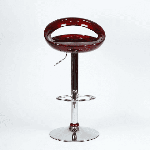 Барный стул Disco вишневый, сиденье пластиковое ножка хром