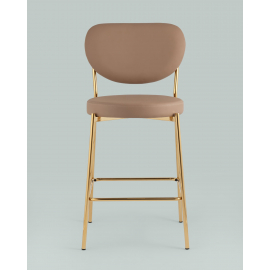 Стул полубарный Барбара NEW экокожа бежевая золотые ножки 2 шт.