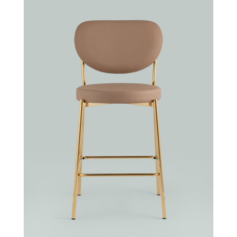 Стул полубарный Барбара NEW экокожа бежевая золотые ножки 2 шт.
