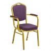 Банкетный стул Корона 25 с подлокотниками Велюр фиолетовый, каркас золотого цвета