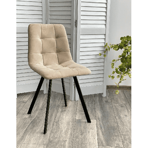 Стул CHILLI-Q SQUARE бежевый #5, велюр / черный каркас