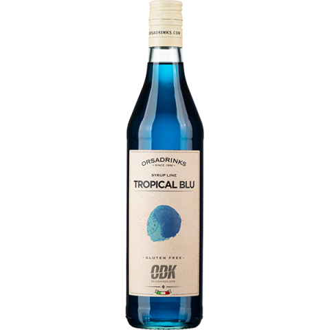 Сироп «Блю Кюрасао» ODK уцененный; стекло; 0,75л; D=65,H=305мм; синий