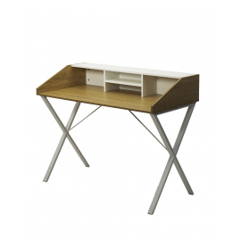 Компьютерный стол ORLA H475 Дуб натуральный / белый каркас