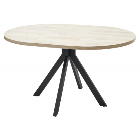 Стол КОРФУ 100 раскладной Дуб Эндгрейн / черный каркас