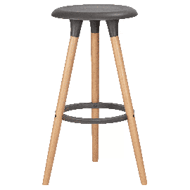 Табурет пластиковый барный ROYCE (ножки светлый бук, цвет темно-серый GR-04)