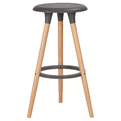 Табурет пластиковый барный ROYCE (ножки светлый бук, цвет темно-серый GR-04)